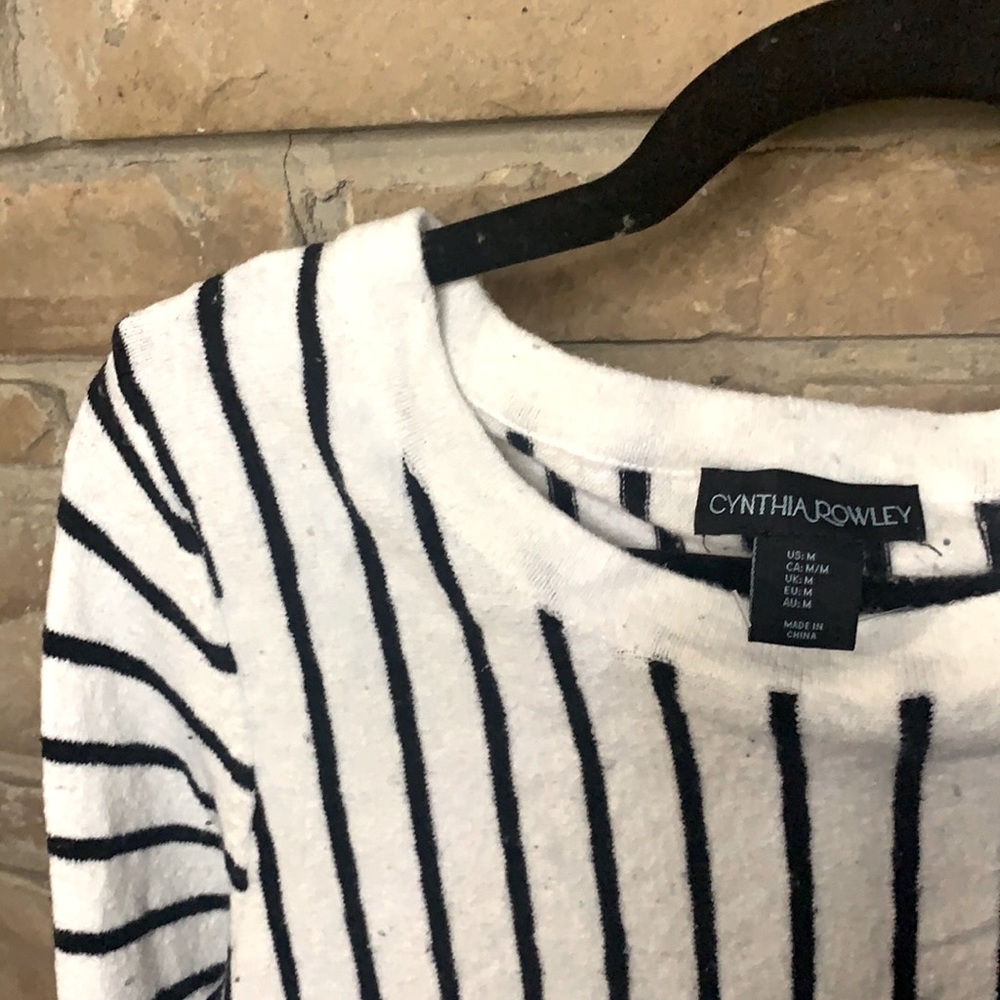 Striped sweater with striped flared sleeves